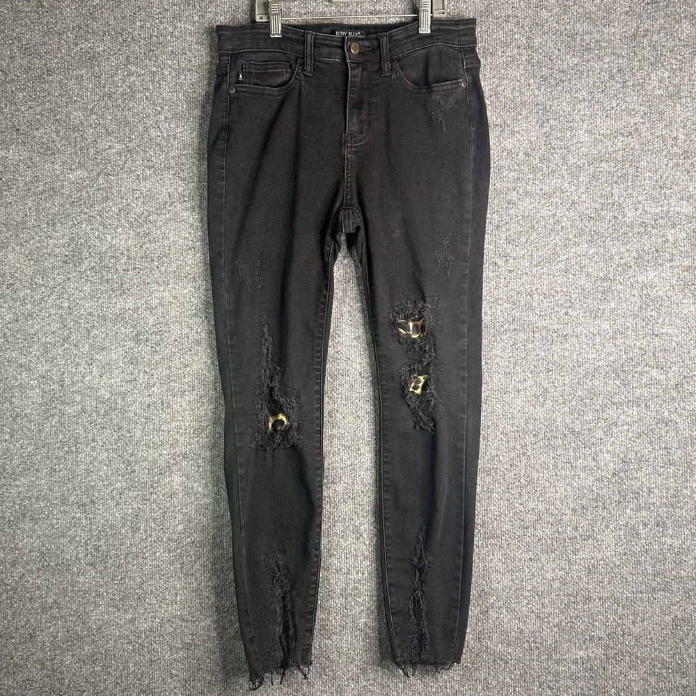 Judy Blue Skinny Fit Jeans Womens‎ Size 5/27 Black Raw Hem